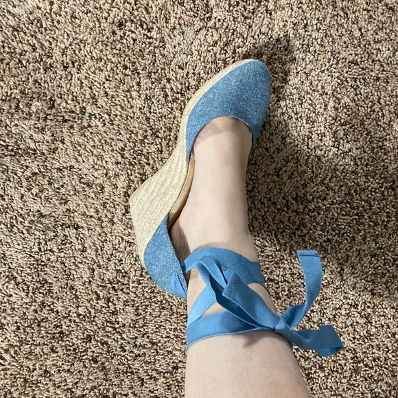 Old Navy Blue Lace-up Espadrille Wedges - Picture 3 of 3